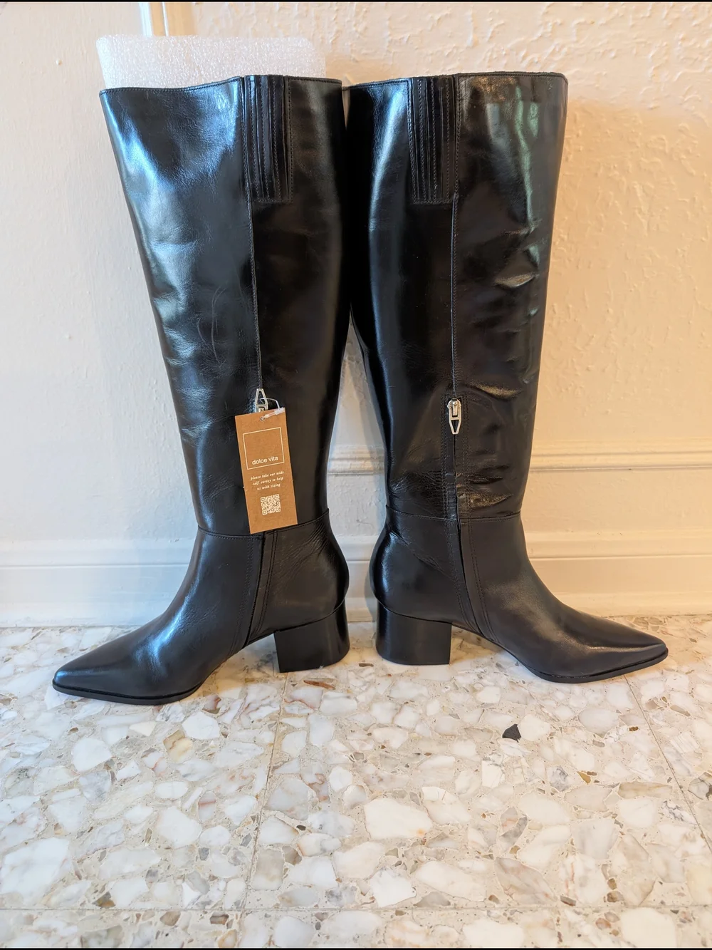 Wide Calf Dolce Vita Kirson Black Knee High Pointed Toe Boots
